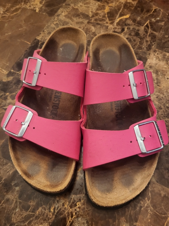 Birkenstock Shoes - Birkenstock Pink Dual-Strap Slide Sandals